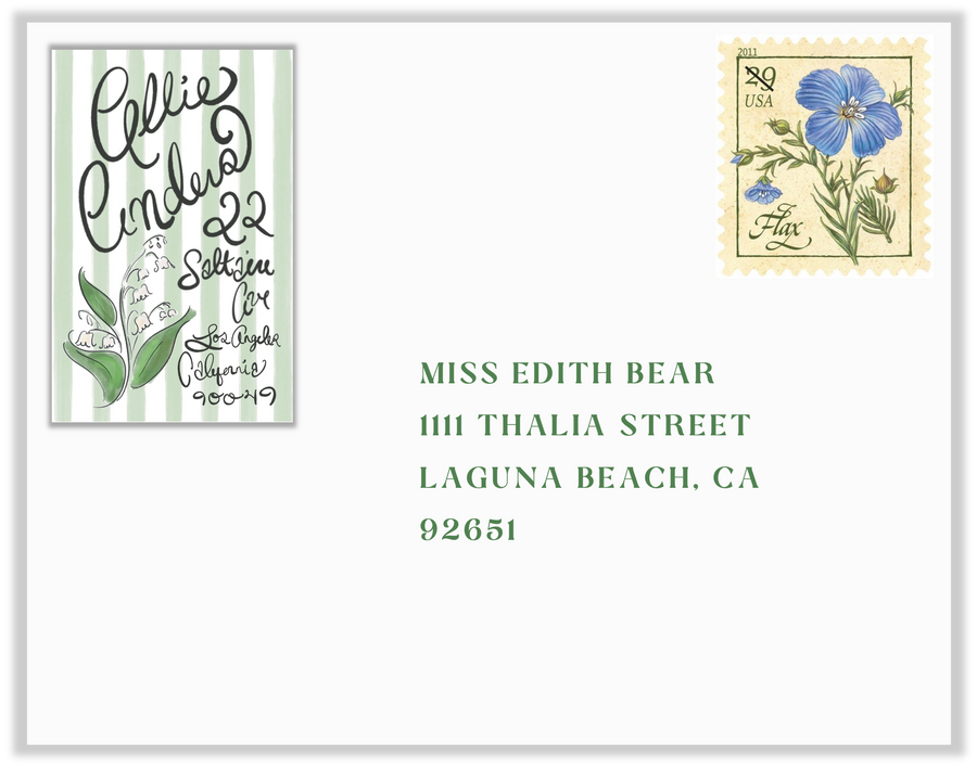 Climbing Lily of the Valley Return Address Labels with Custom Calligraphy