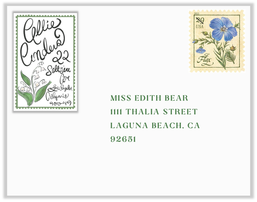 Climbing Lily of the Valley Return Address Labels with Custom Calligraphy