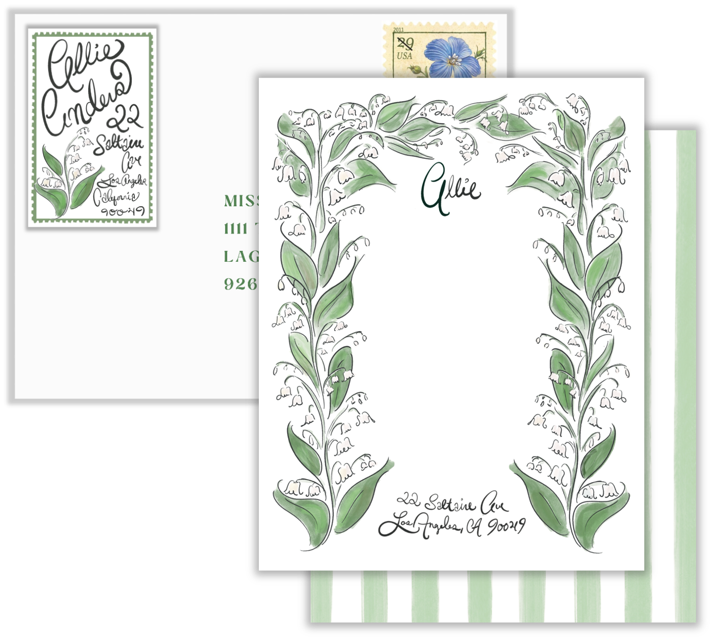 Climbing Lily of the Valley *Custom Calligraphy* | Return Address